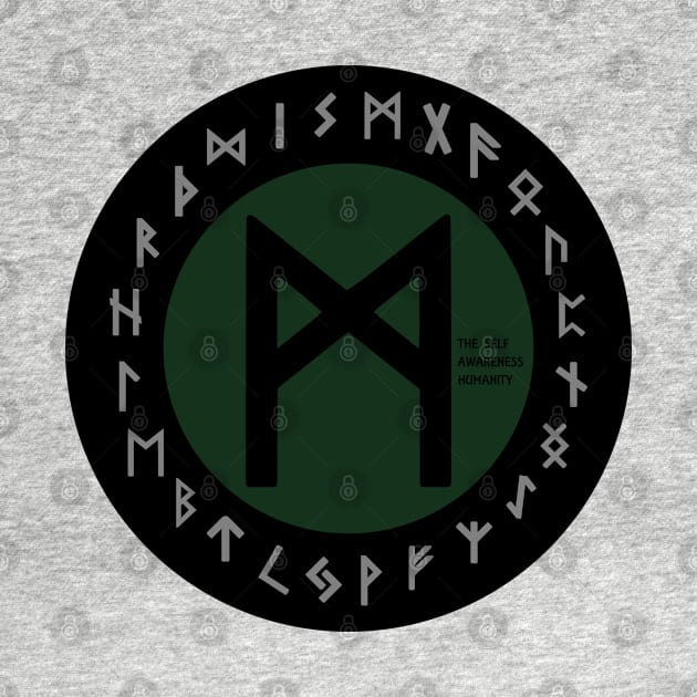 Green Mannaz Elder Futhark Rune | Viking | Pagan Symbol by DepicSpirit